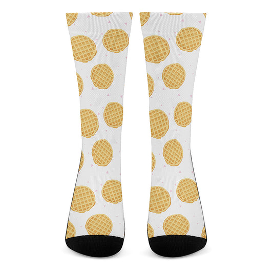 Cute Waffle Pattern Print Crew Socks