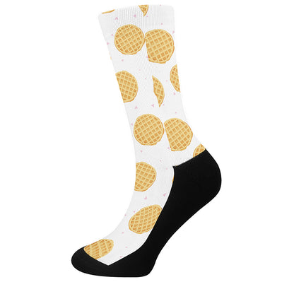 Cute Waffle Pattern Print Crew Socks