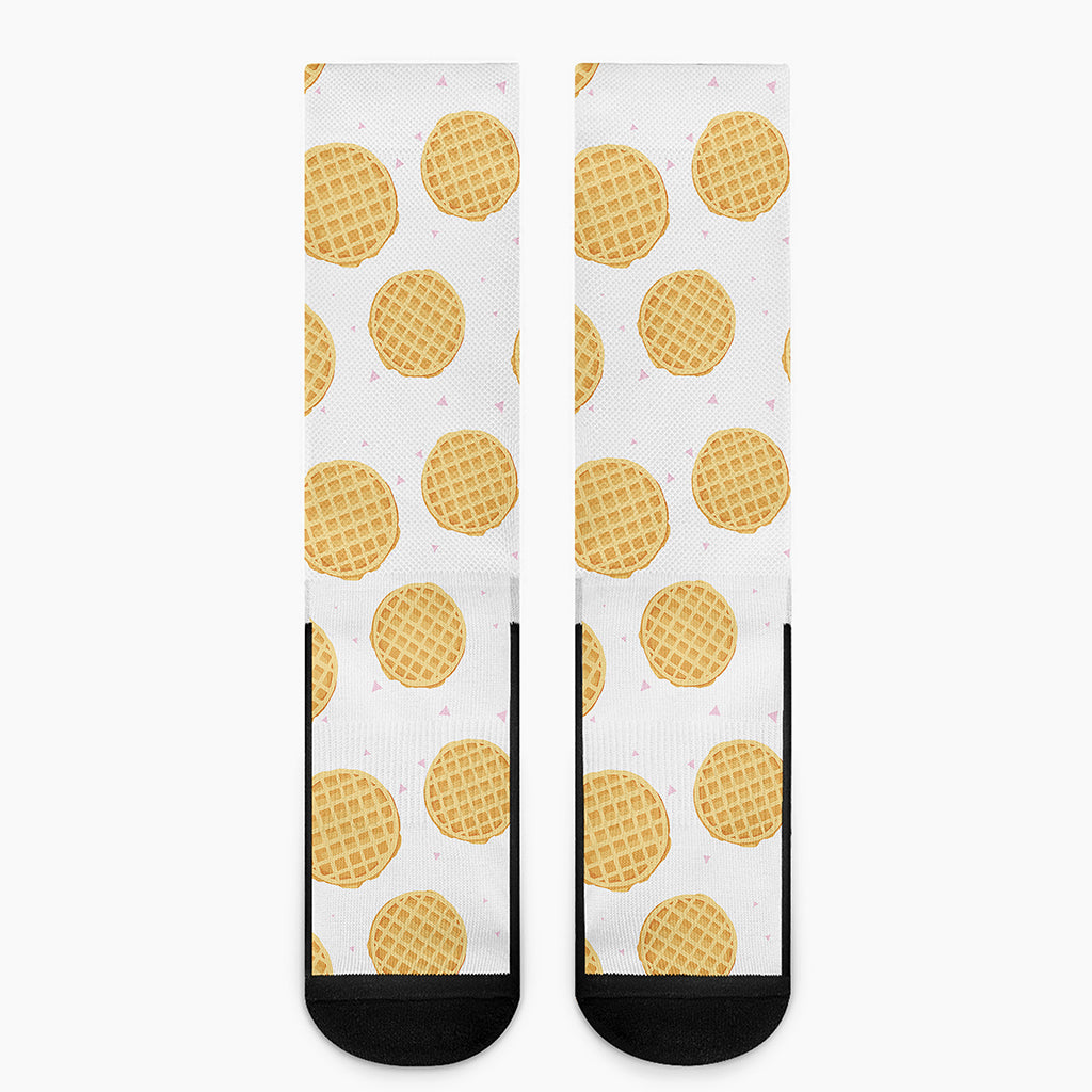 Cute Waffle Pattern Print Crew Socks
