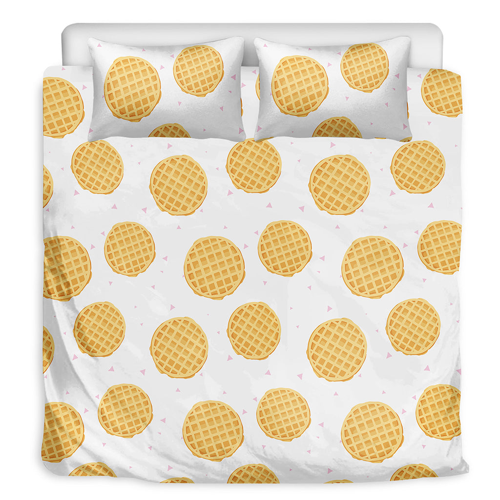 Cute Waffle Pattern Print Duvet Cover Bedding Set