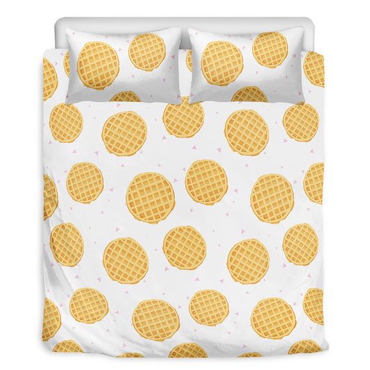 Cute Waffle Pattern Print Duvet Cover Bedding Set