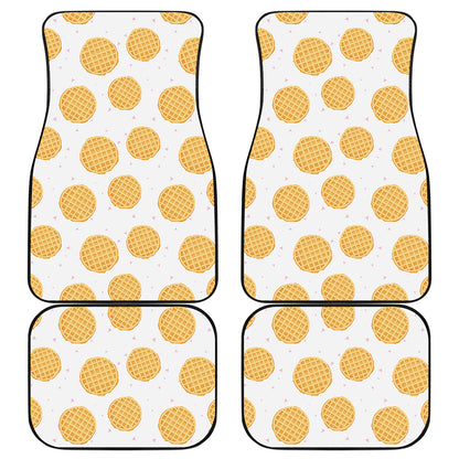 Cute Waffle Pattern Print Front and Back Car Floor Mats