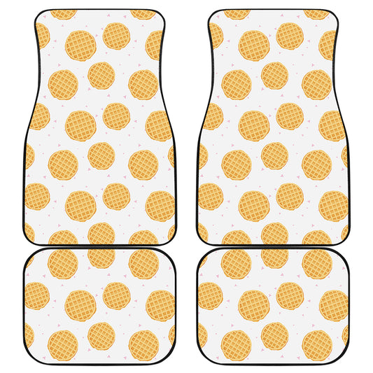 Cute Waffle Pattern Print Front and Back Car Floor Mats