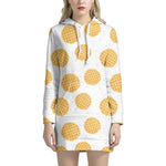Cute Waffle Pattern Print Hoodie Dress