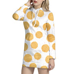 Cute Waffle Pattern Print Hoodie Dress