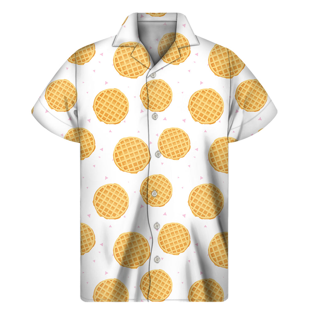 Cute Waffle Pattern Print Men's Short Sleeve Shirt