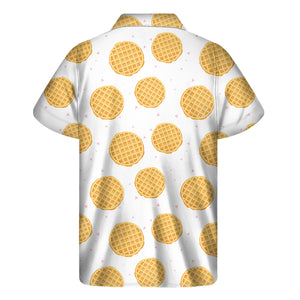 Cute Waffle Pattern Print Men's Short Sleeve Shirt