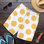 Cute Waffle Pattern Print Men's Shorts