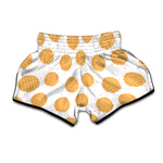 Cute Waffle Pattern Print Muay Thai Boxing Shorts