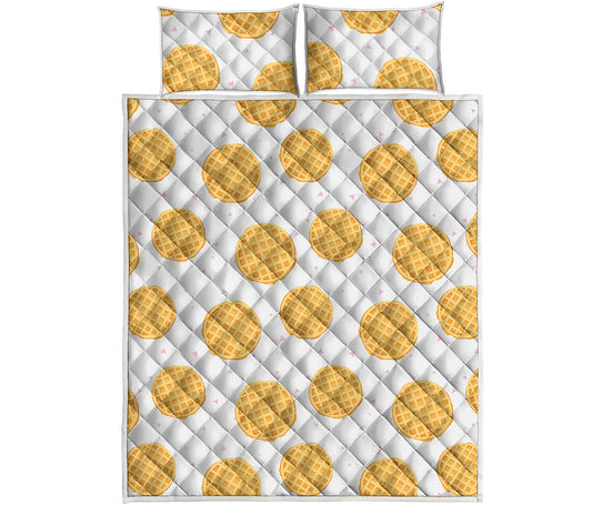 Cute Waffle Pattern Print Quilt Bed Set