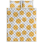 Cute Waffle Pattern Print Quilt Bed Set