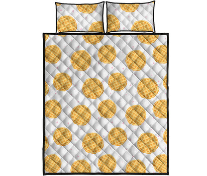 Cute Waffle Pattern Print Quilt Bed Set