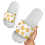 Cute Waffle Pattern Print White Slide Sandals