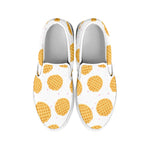 Cute Waffle Pattern Print White Slip On Shoes