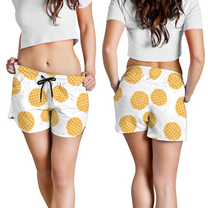 Cute Waffle Pattern Print Women's Shorts