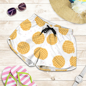 Cute Waffle Pattern Print Women's Shorts