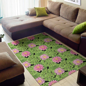 Cute Water Lily Pattern Print Area Rug