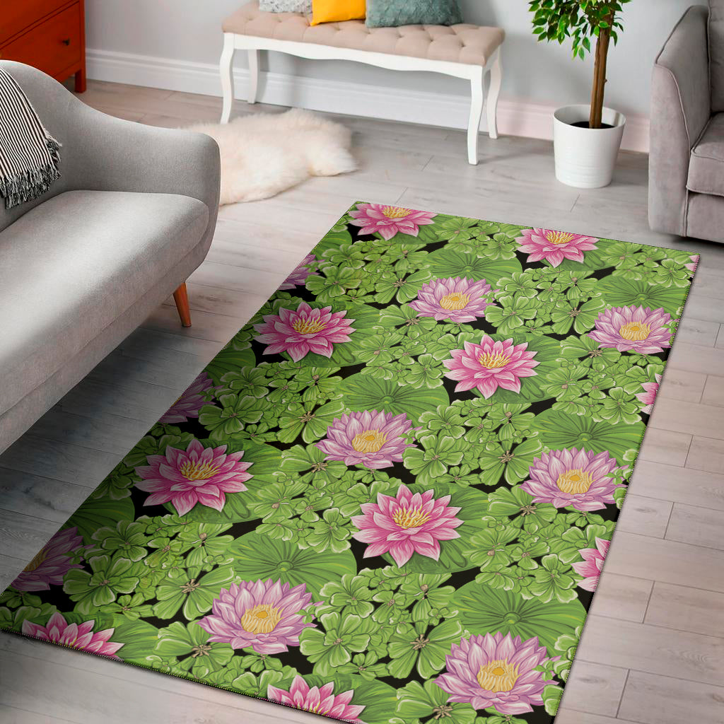 Cute Water Lily Pattern Print Area Rug