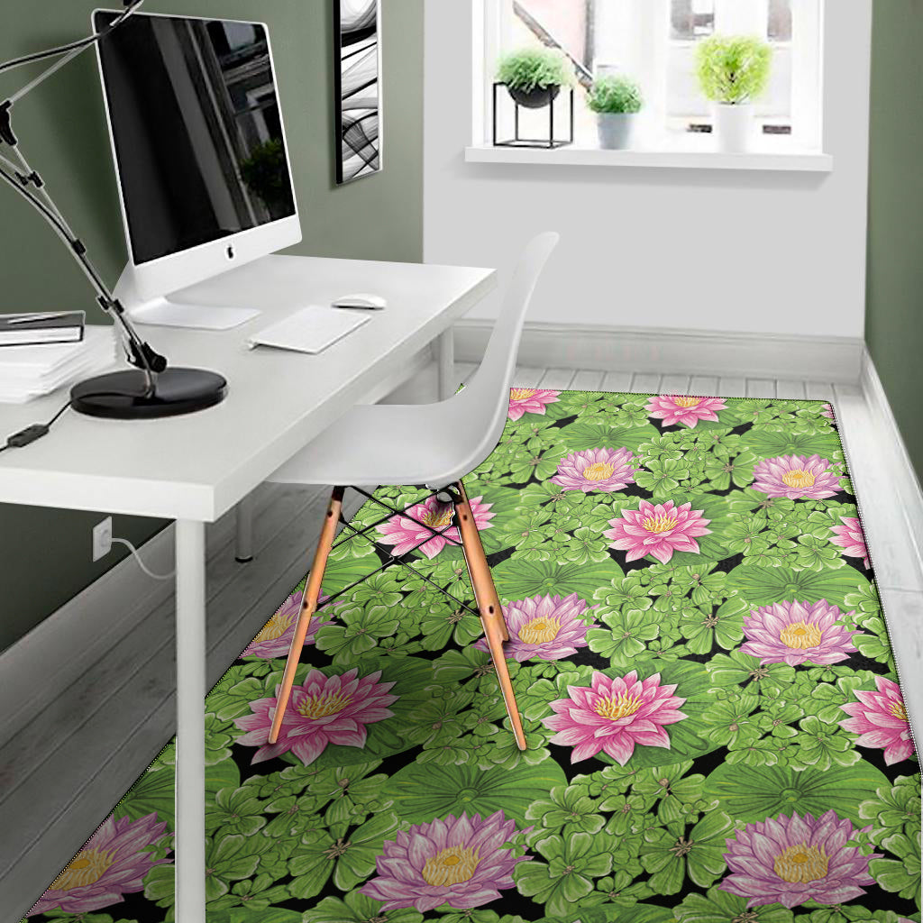 Cute Water Lily Pattern Print Area Rug