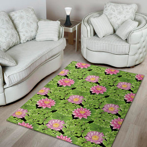 Cute Water Lily Pattern Print Area Rug