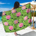 Cute Water Lily Pattern Print Beach Sarong Wrap
