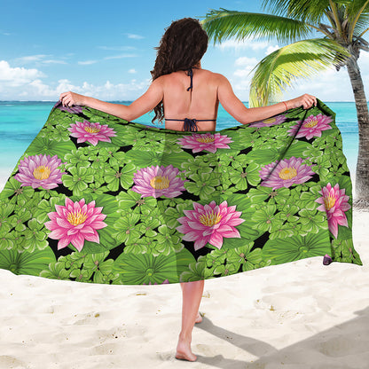 Cute Water Lily Pattern Print Beach Sarong Wrap