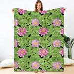 Cute Water Lily Pattern Print Blanket