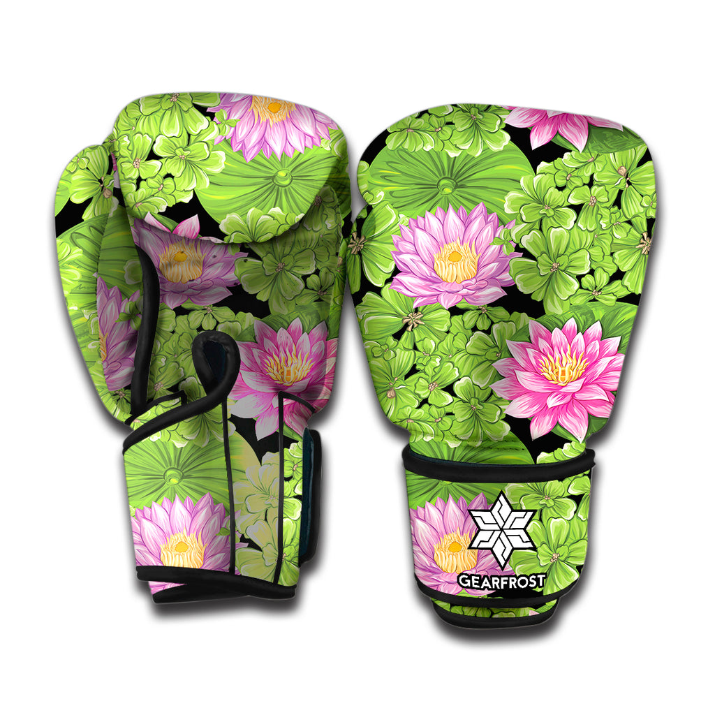 Cute Water Lily Pattern Print Boxing Gloves
