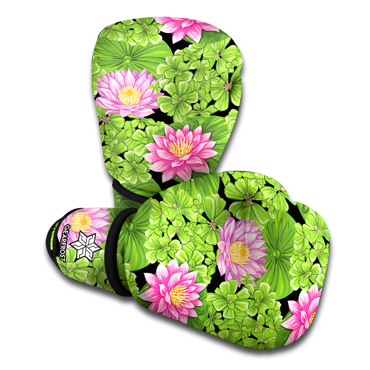 Cute Water Lily Pattern Print Boxing Gloves