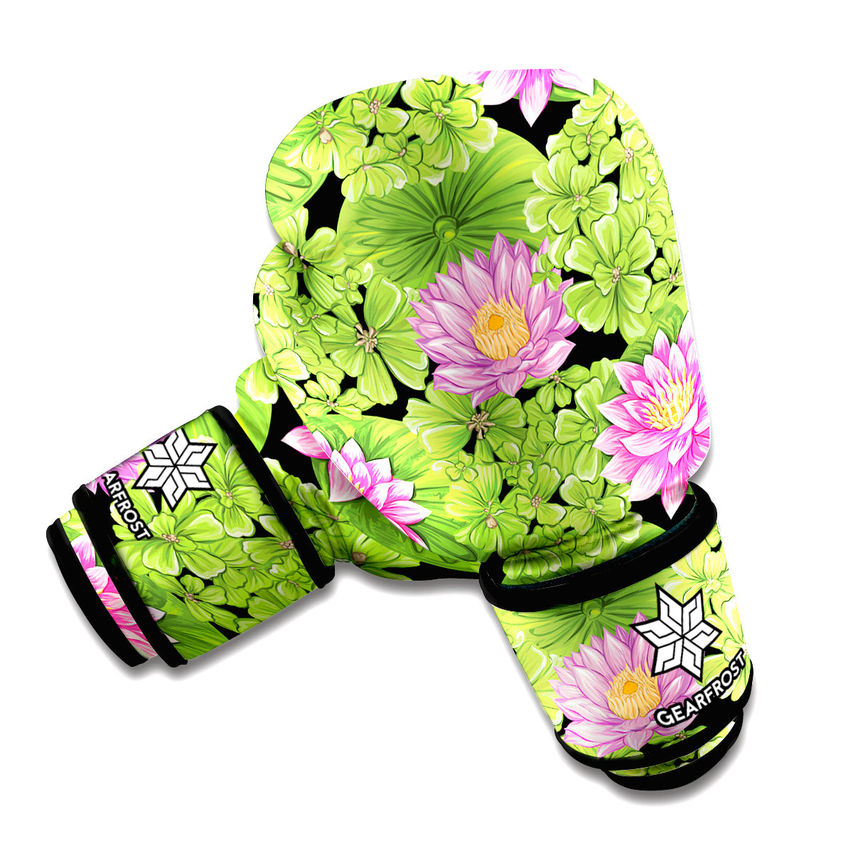 Cute Water Lily Pattern Print Boxing Gloves