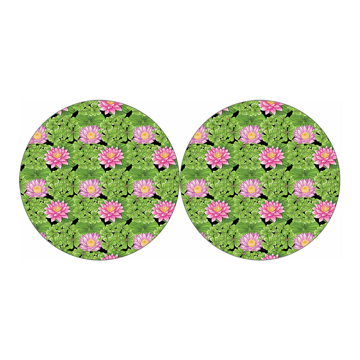 Cute Water Lily Pattern Print Car Coasters