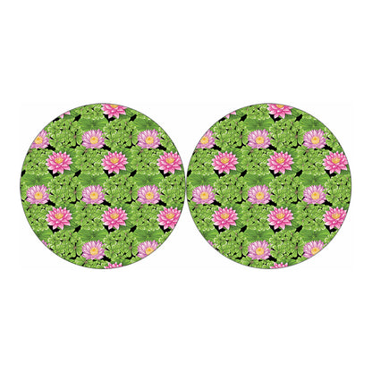 Cute Water Lily Pattern Print Car Coasters