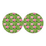 Cute Water Lily Pattern Print Car Coasters