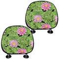 Cute Water Lily Pattern Print Car Headrest Covers
