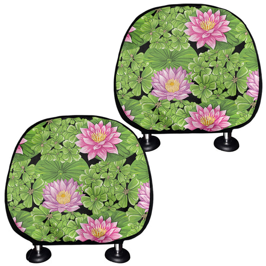 Cute Water Lily Pattern Print Car Headrest Covers