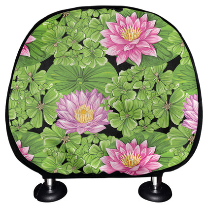 Cute Water Lily Pattern Print Car Headrest Covers