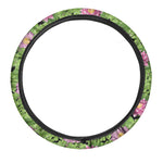 Cute Water Lily Pattern Print Car Steering Wheel Cover