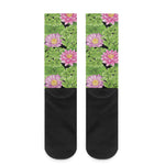 Cute Water Lily Pattern Print Crew Socks