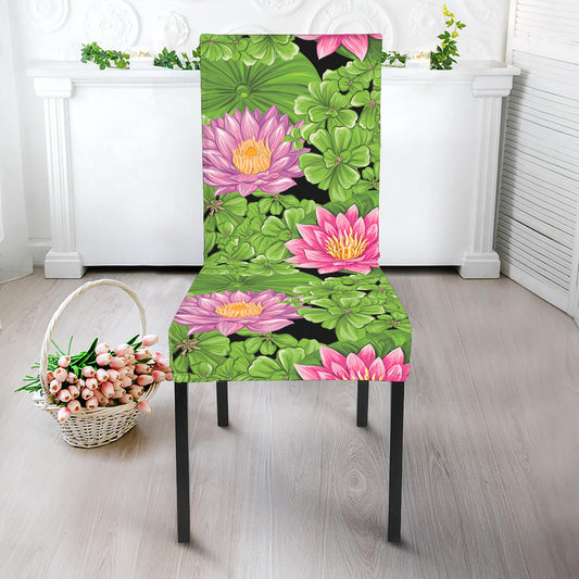 Cute Water Lily Pattern Print Dining Chair Slipcover