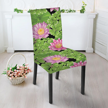Cute Water Lily Pattern Print Dining Chair Slipcover