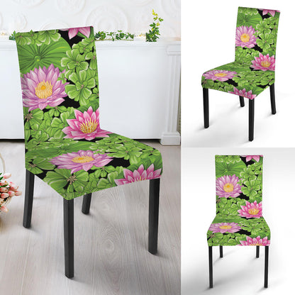 Cute Water Lily Pattern Print Dining Chair Slipcover