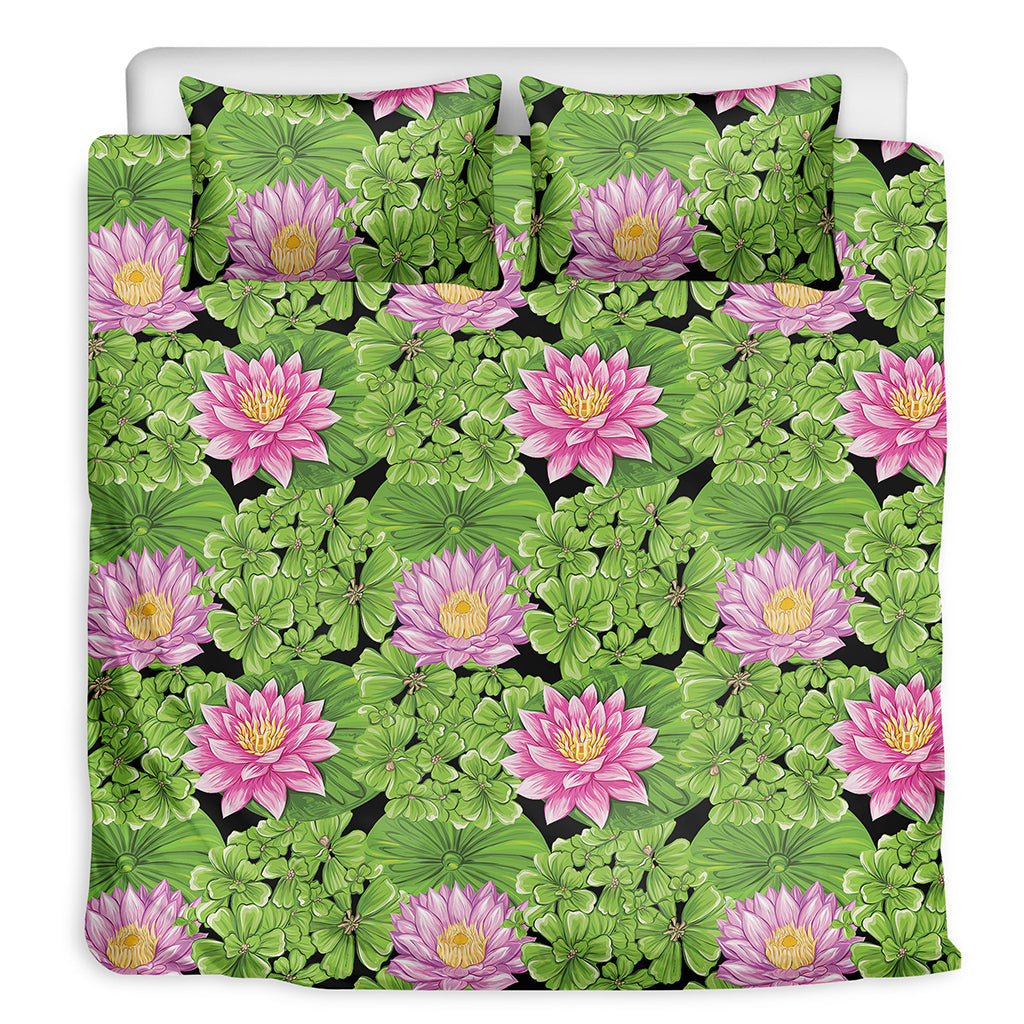 Cute Water Lily Pattern Print Duvet Cover Bedding Set