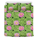 Cute Water Lily Pattern Print Duvet Cover Bedding Set