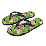 Cute Water Lily Pattern Print Flip Flops