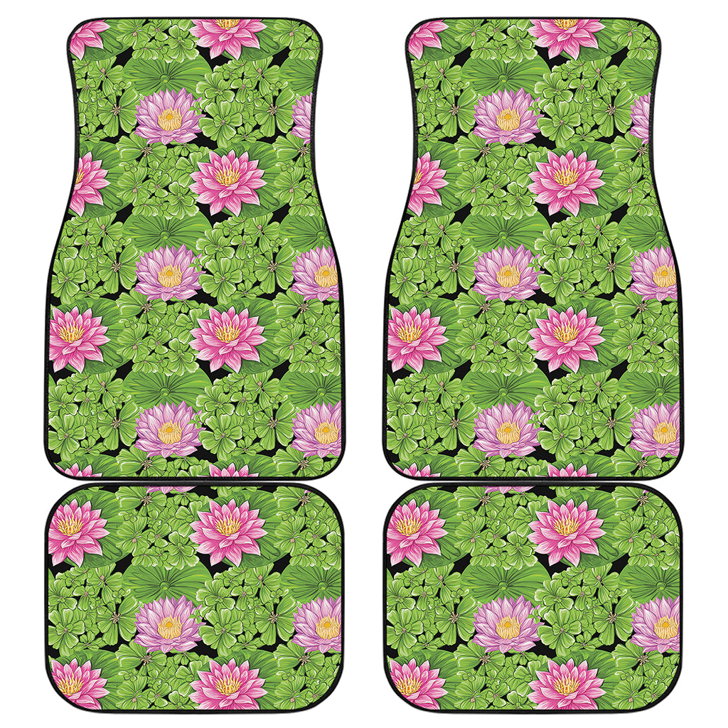 Cute Water Lily Pattern Print Front and Back Car Floor Mats