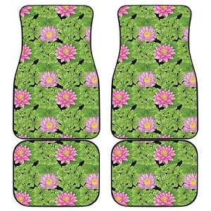 Cute Water Lily Pattern Print Front and Back Car Floor Mats