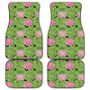 Cute Water Lily Pattern Print Front and Back Car Floor Mats