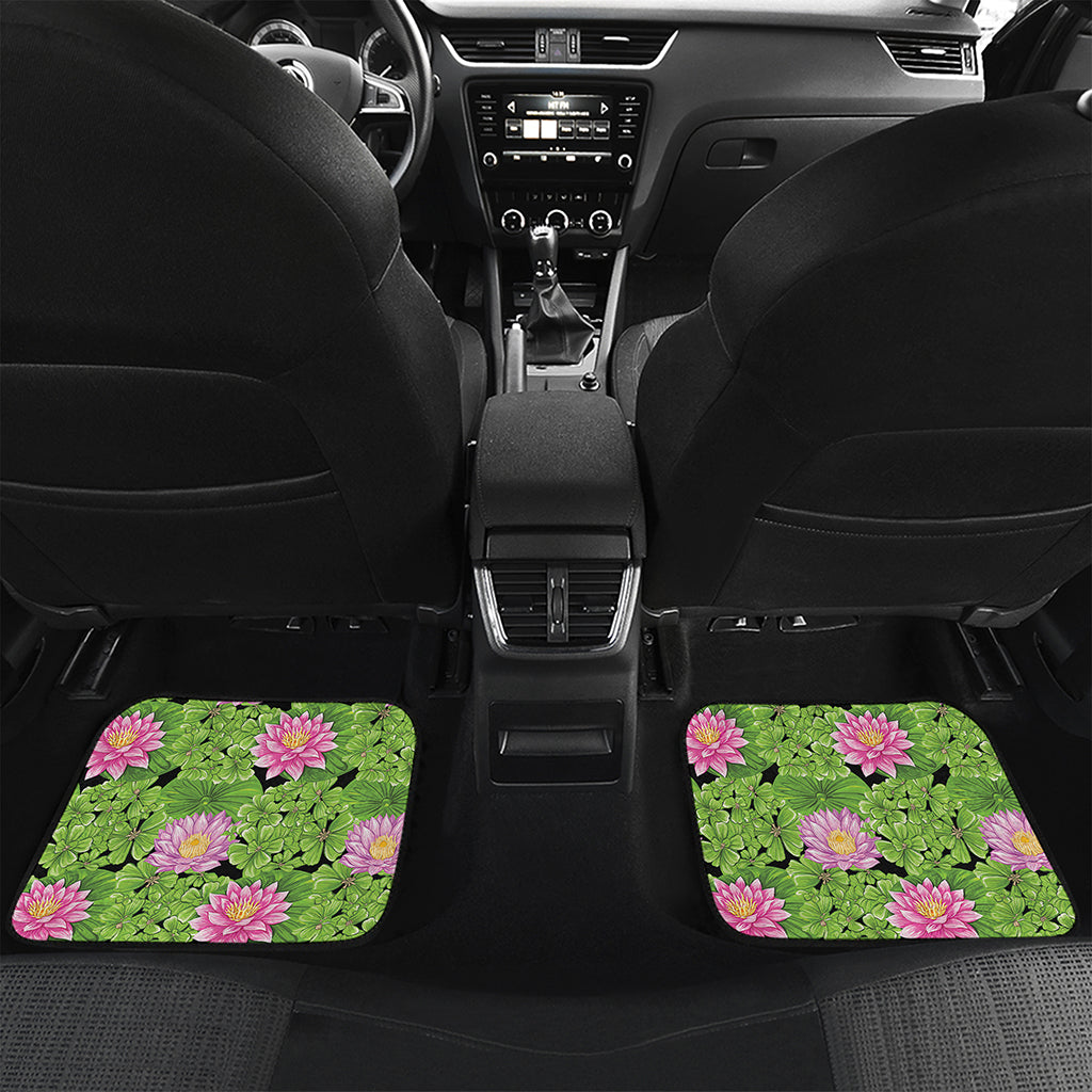 Cute Water Lily Pattern Print Front and Back Car Floor Mats