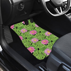 Cute Water Lily Pattern Print Front and Back Car Floor Mats