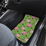 Cute Water Lily Pattern Print Front and Back Car Floor Mats